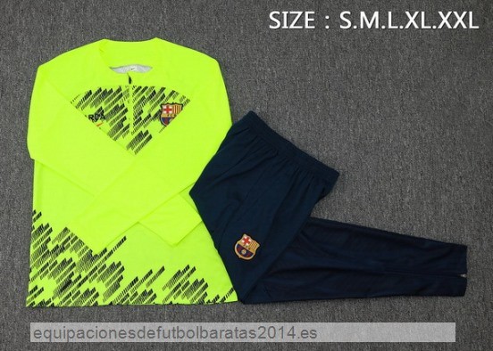 Nuevo Conjunto Completo Sudadera Entrenamiento Barcelona 23/24 Verde Fluorescente Baratas
